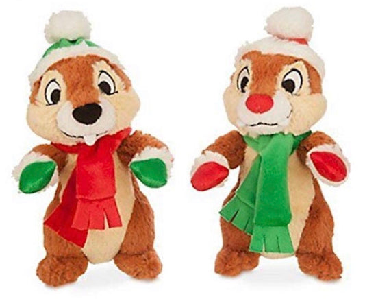  Disney Plush - Santa Chip And Dale Plush Set