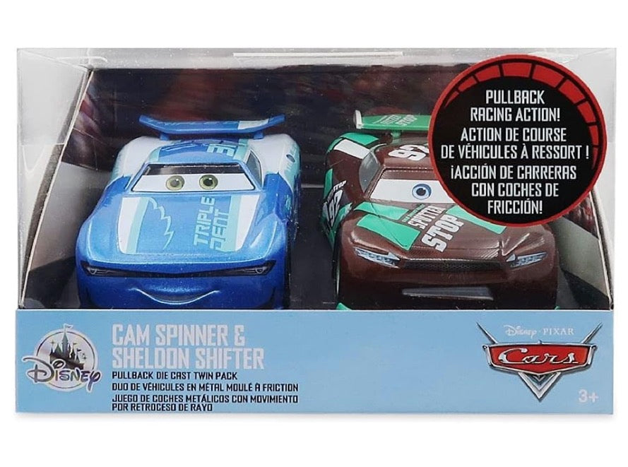  Disney Pullback Toy - Disney Cars - Cam Spinner & Sheldon Shifter