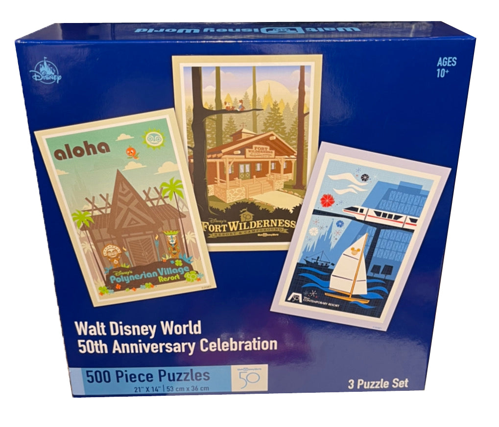  Disney Puzzle Set - 50th Anniversary - Resorts - Set Of 3