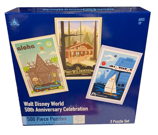  Disney Puzzle Set - 50th Anniversary - Resorts - Set Of 3